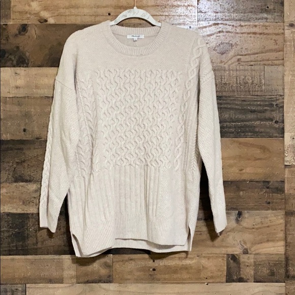 MADEWELL Patchwork Cable Knit Tunic Sweater - Picture 2 of 10